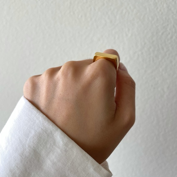 18K Gold Plated Minimalistic Bar Ring - Picture 6 of 9